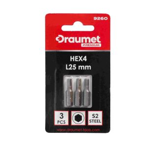Bity HEX 4, 25 mm  3 szt. Draumet Premium